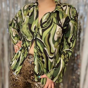 Y2K Green Pattern Shimmy Shake Top